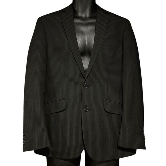 Kenneth Cole Black Pinstriped Suit Jacket Blazer Men’s 36S - Picture 1 of 7